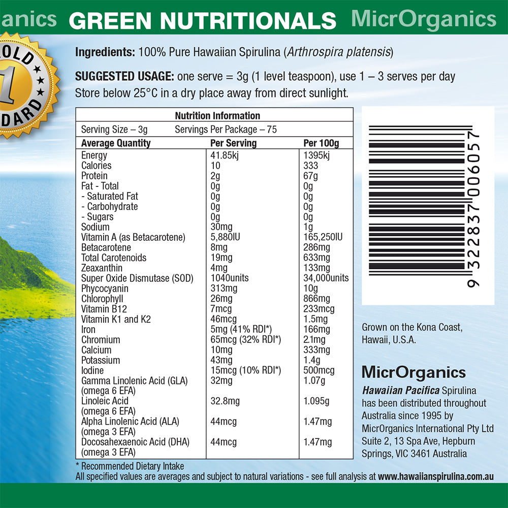 Hawaiian Pacifica Spirulina 225g powder