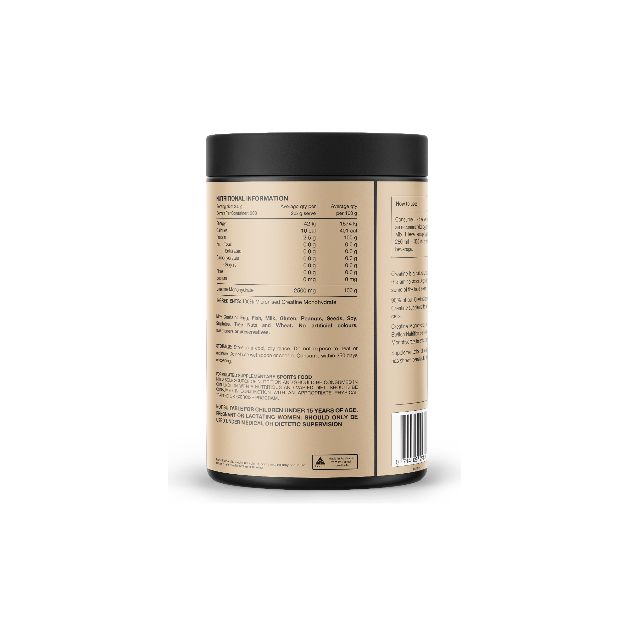 Switch Nutrition – Creatine Monohydrate (Micronised, 500g, Unflavoured)