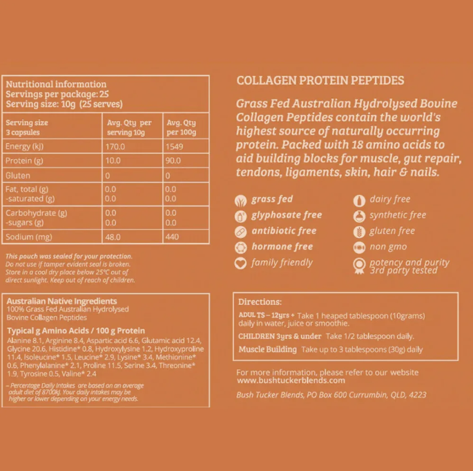 Bush Tucker Blends – Collagen Protein Peptides (Grass-Fed, 250g)