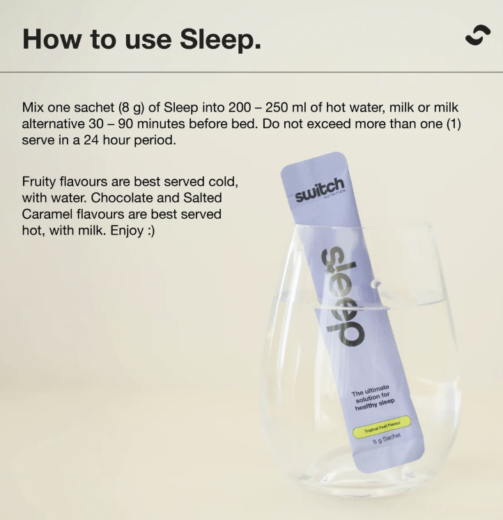 Switch Nutrition – Sleep (Lemon Squash, 20 Serves)